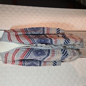 AEO Size M- Women's Multicolor Fringed Cardigan